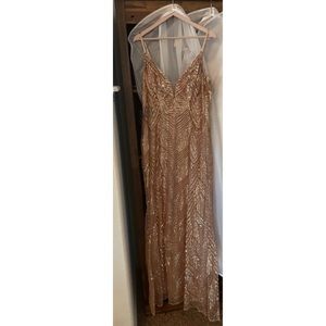 Revelry rose gold geo sequin bridesmaid dress size 16